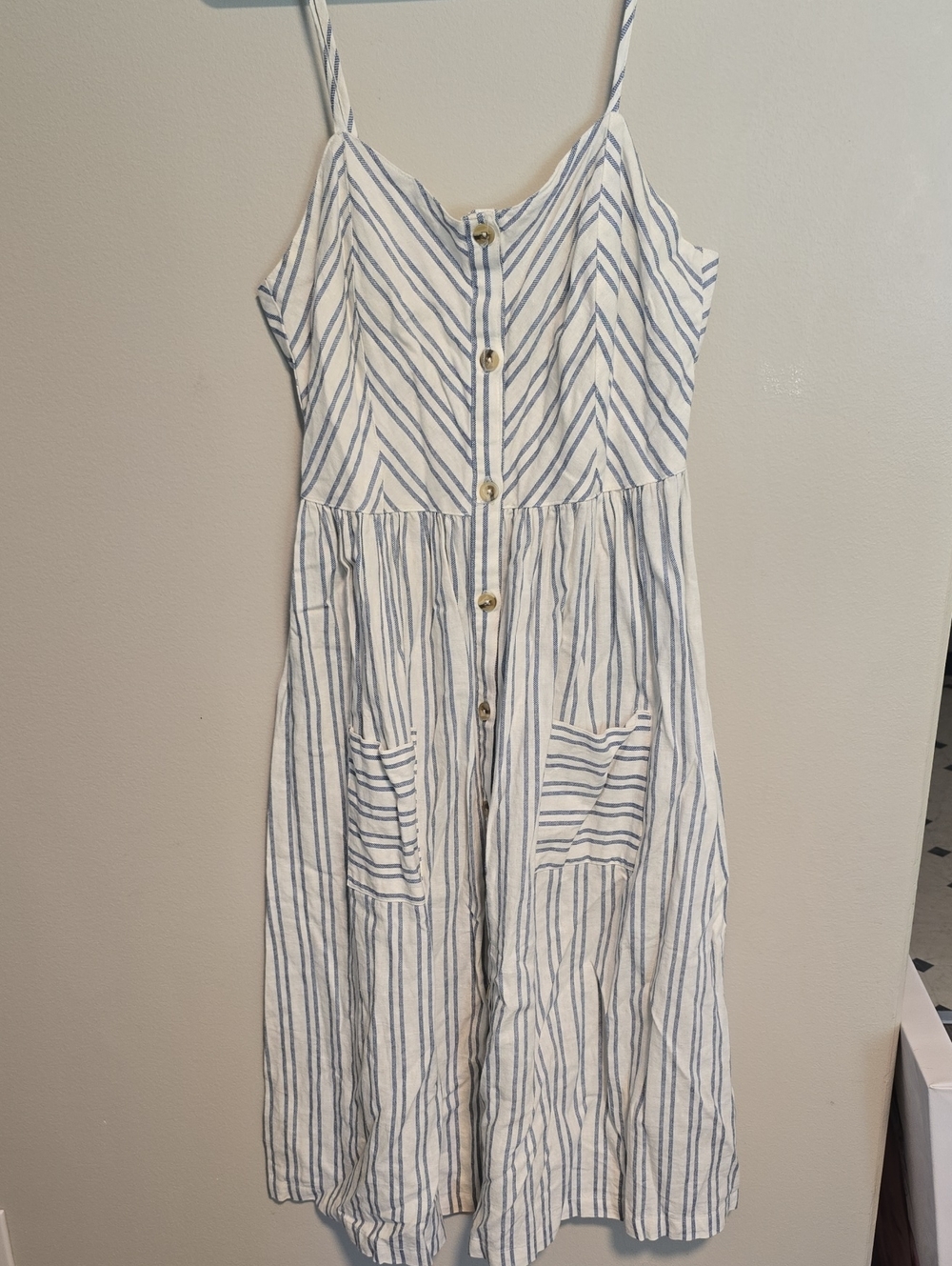 Sneak Peek White and Light Blue Striped Summer Dress